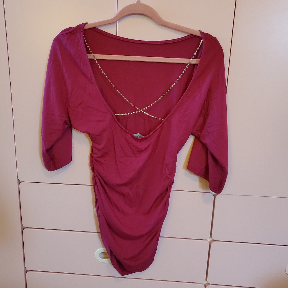Bebe Embellished backless Tunic Size Small